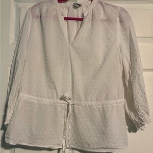 a new day White Swiss Dot Tie-Waist Tunic